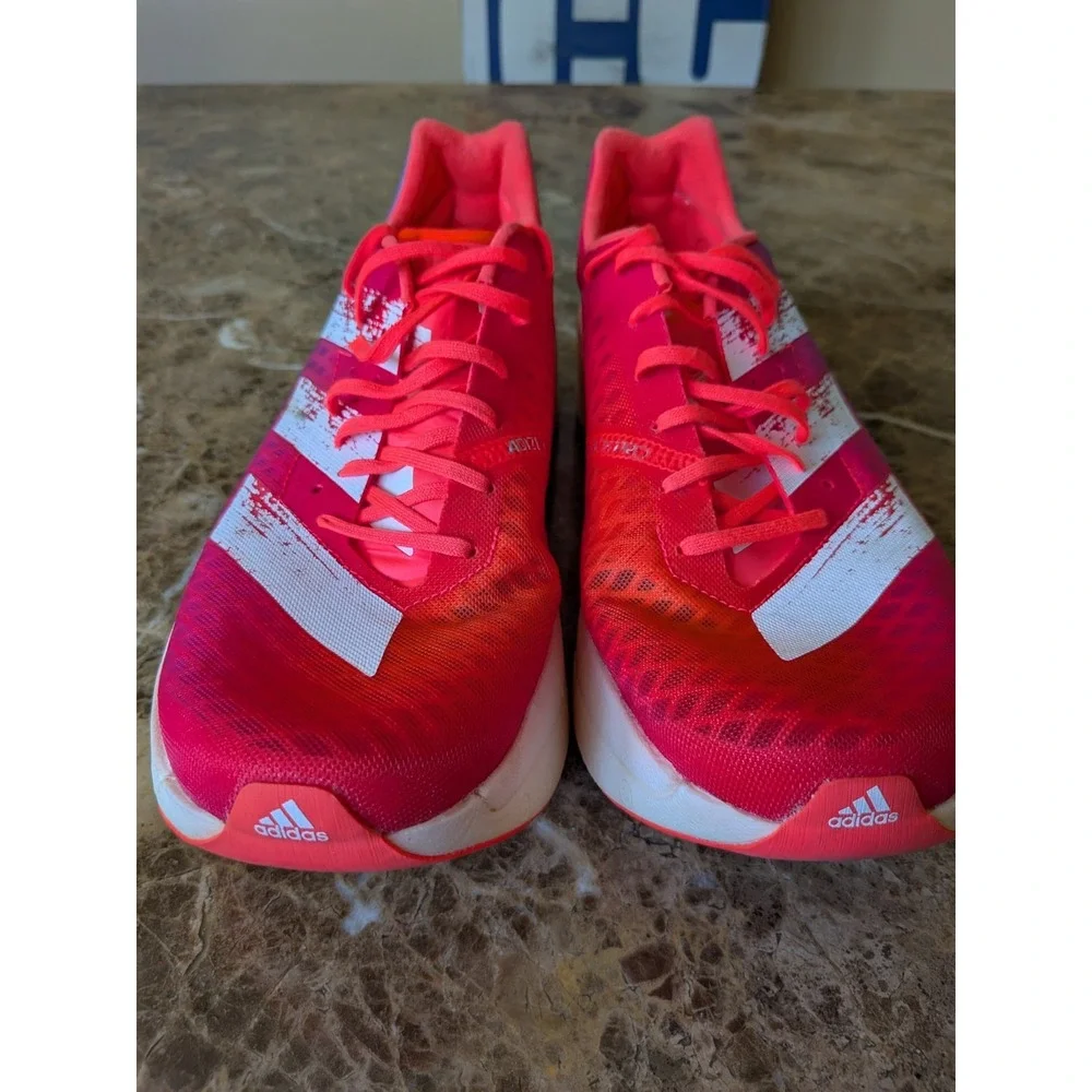 adidas Adizero Adios Pro Red White Blue Men Mesh Low Top Running Sneakers Sz 10